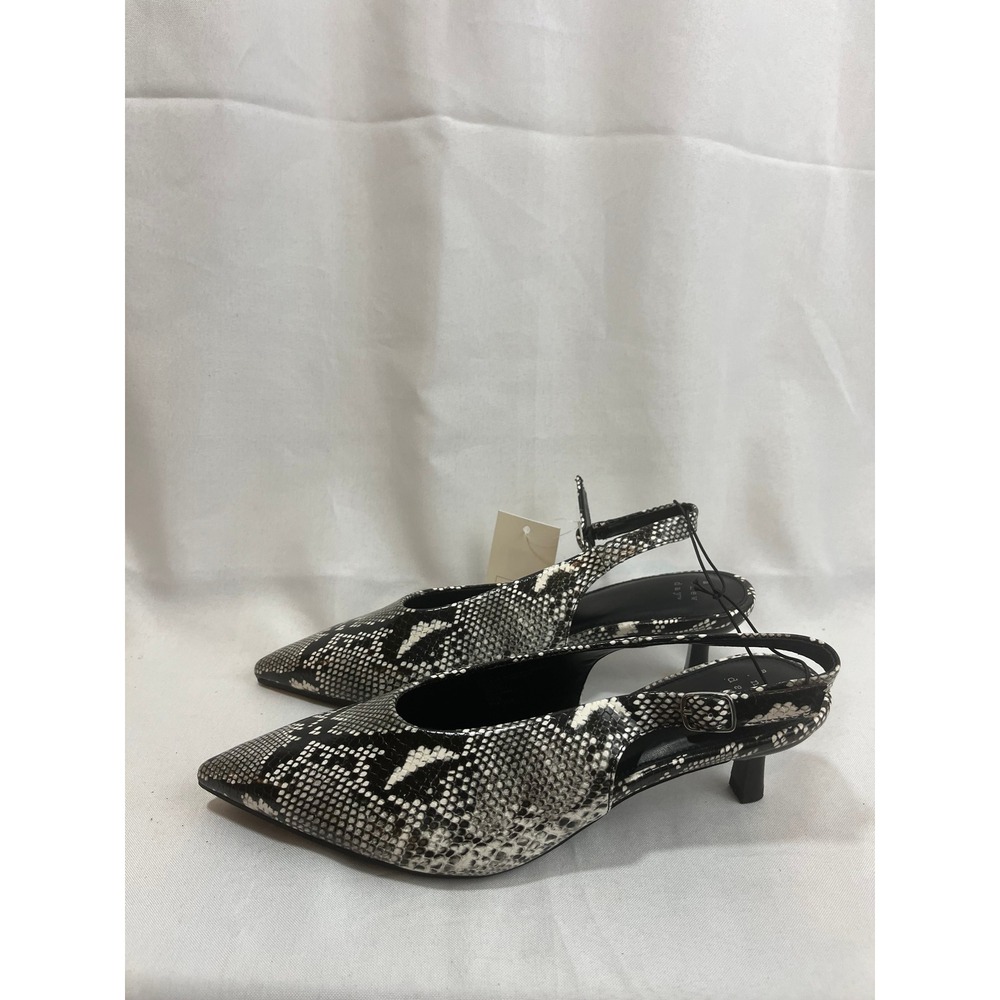 A New Day Womens Snakeskin Print Slingback Kitten Heels Pointed Toe Pumps 7.5